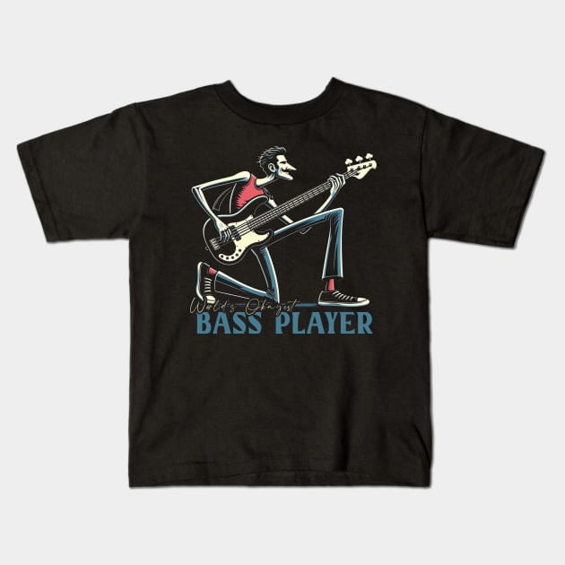 Worlds Okayest Bass Player Kids T-Shirt by Trendsdk